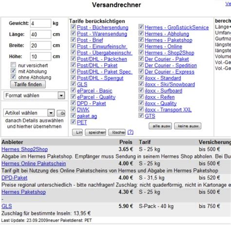 gls versandkostenrechner.